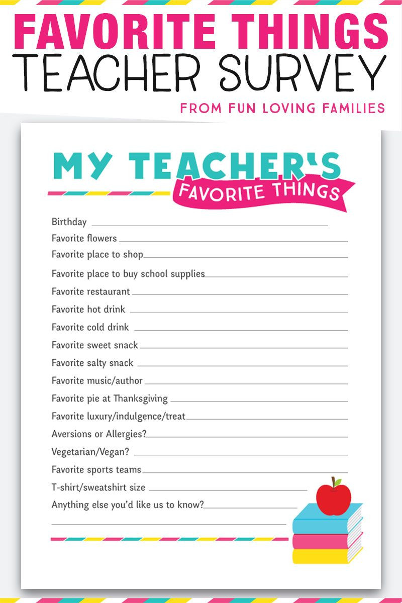 Where Can I Get Free Christmas Gifts For My Child
 Teacher Favorite Things Printable Questionnaire for