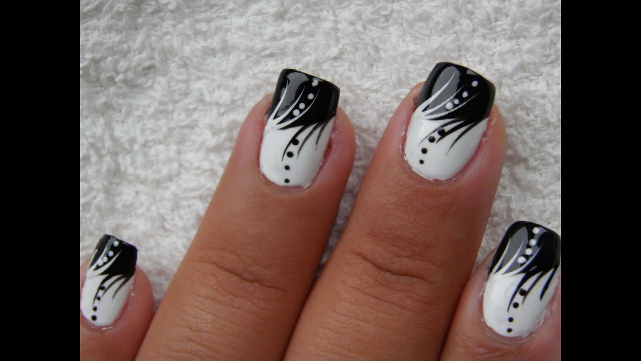 White And Black Nail Designs
 Black and White nail art tutorial