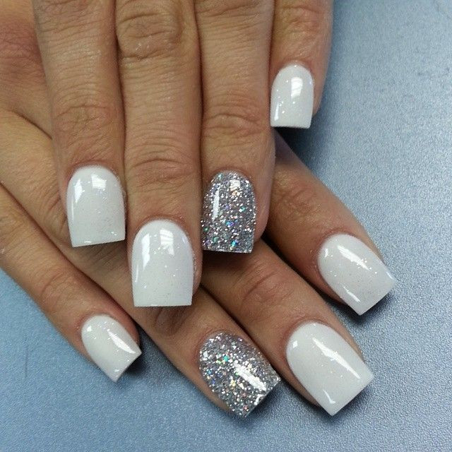 White And Glitter Nails
 Top 55 Beautiful White Acrylic Nails