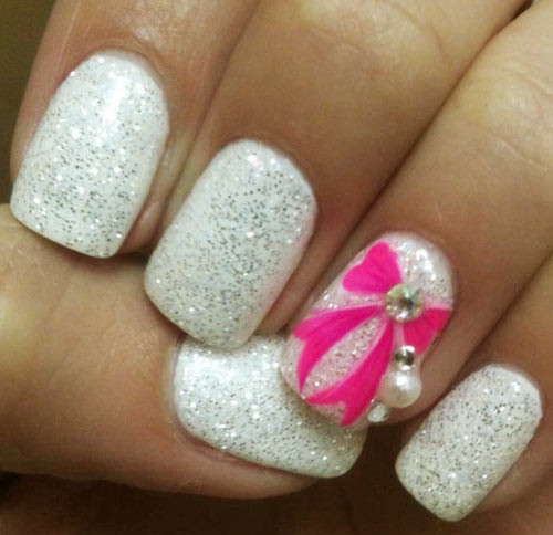 White And Glitter Nails
 20 Glitter Nail Designs For The Everyday Gl
