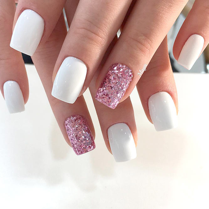 White And Glitter Nails
 Awesome White Acrylic Nails