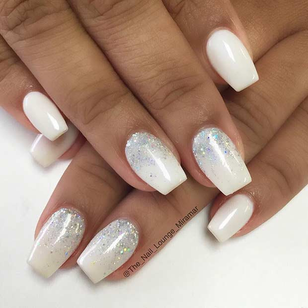 White And Glitter Nails
 41 Chic White Acrylic Nails to Copy
