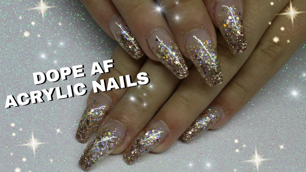White And Gold Glitter Nails
 HOW TO ROSE GOLD GLITTER GRADIENT ACRYLIC NAILS