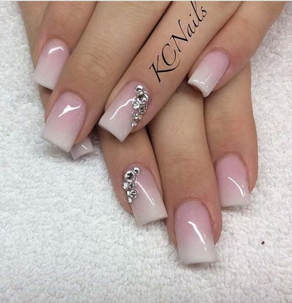 White And Pink Nail Designs
 Beautiful pink to white fade acrylic nails Love the