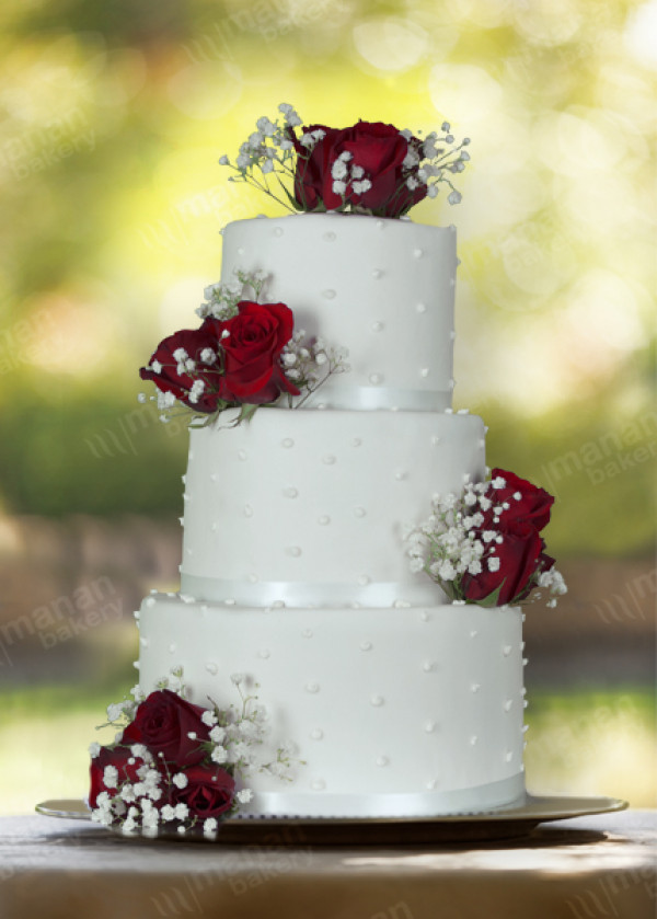 White And Red Wedding Cakes
 Wedding Cake Pure White And Red Roses