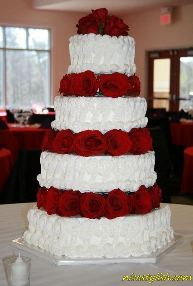 White And Red Wedding Cakes
 Cake Place Red and White Tier Wedding Cake