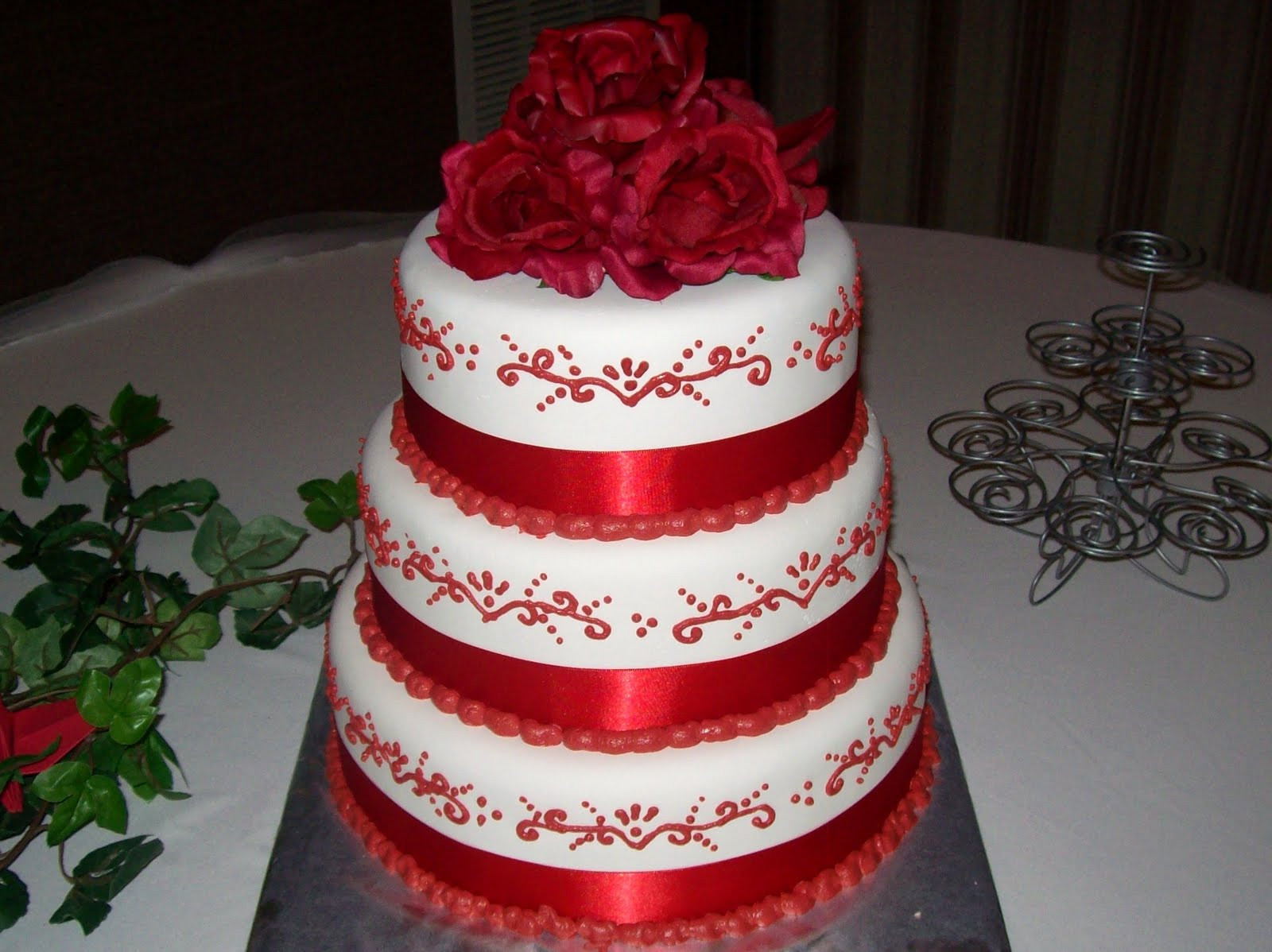 White And Red Wedding Cakes
 SAB Cakes Red on White Wedding Cake