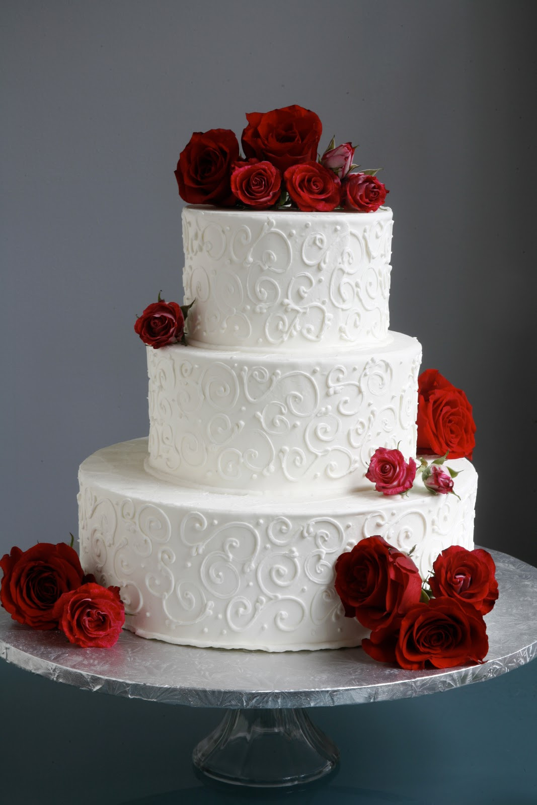 White And Red Wedding Cakes
 A Simple Cake Wedding Cake with Fresh Flowers From