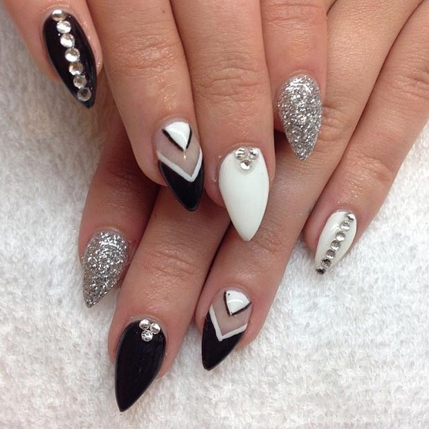 White And Silver Nail Designs
 57 Most Beautiful Stiletto Nail Art Design Ideas