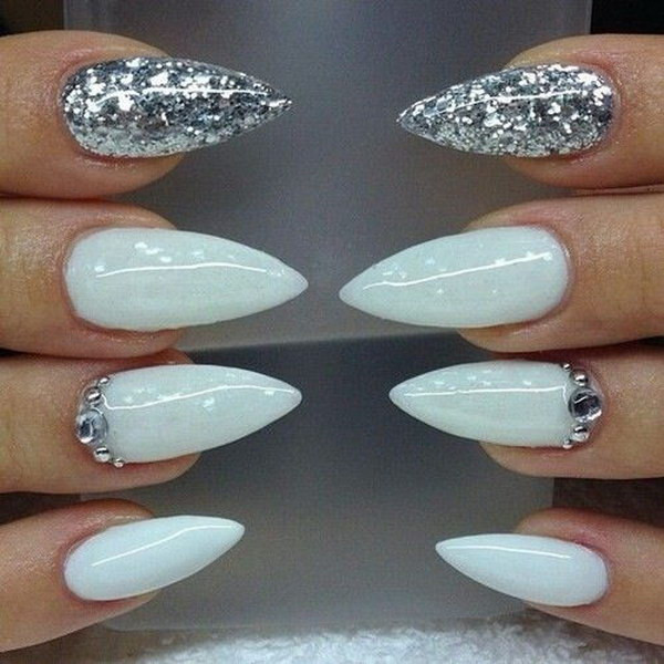 White And Silver Nail Designs
 35 Fearless Stiletto Nail Art Designs 2017