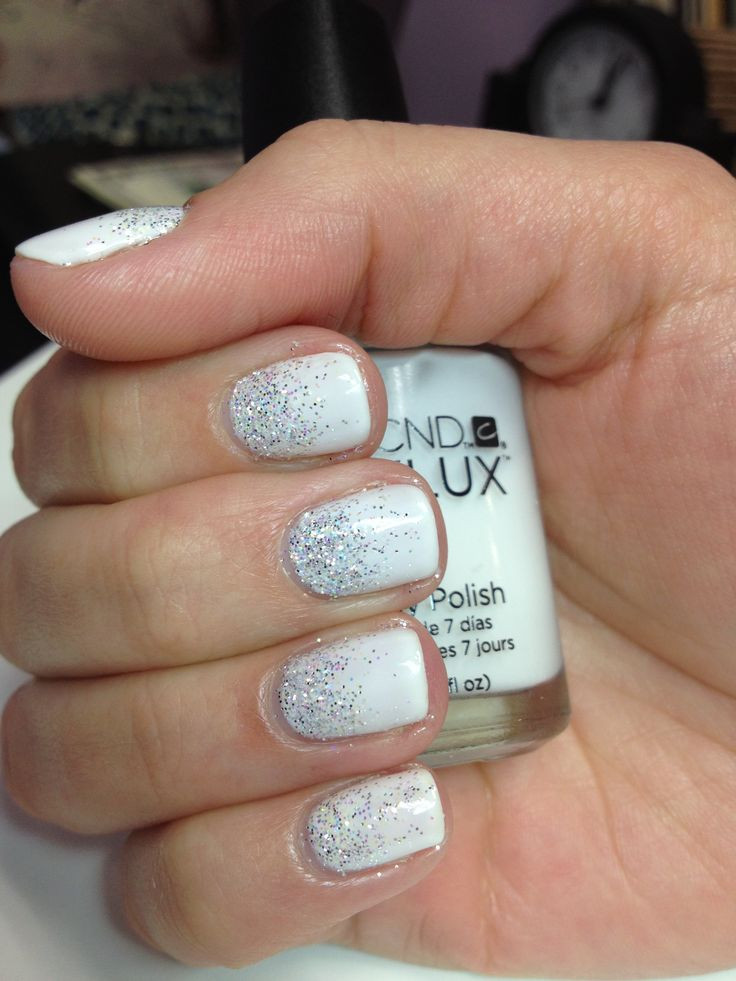 White And Silver Nail Designs
 Vynalux in "Studio White" with silver glitter