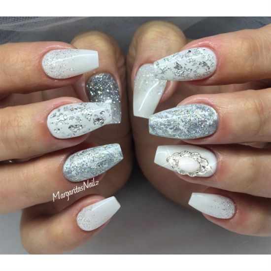 White And Silver Nail Designs
 33 Killer Coffin Nail Designs