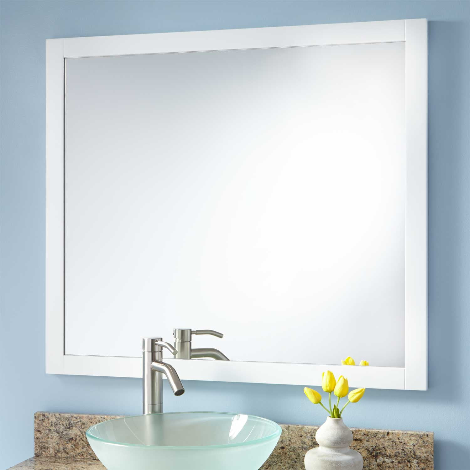 White Bathroom Mirror
 Everett Vanity Mirror White Bathroom