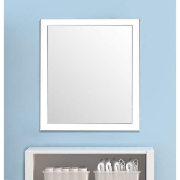 White Bathroom Mirror
 Framed Wall Mirror White Silver for Bathroom or Vanity