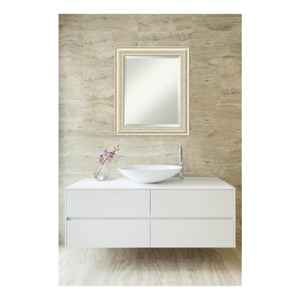 White Bathroom Mirror
 Amanti Art Country White Wash Wood 21 in W x 25 in H