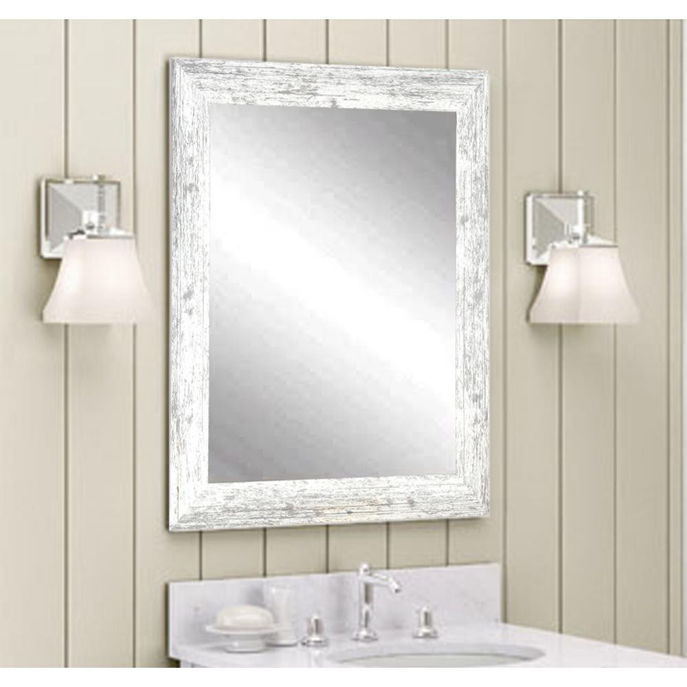 White Bathroom Mirror
 Distressed Decorative Rectangle White Wall Mirror