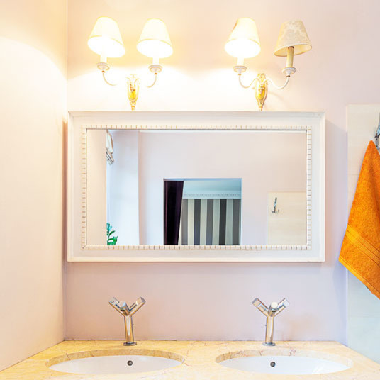 White Bathroom Mirror
 Custom size white framed mirror Contemporary Bathroom
