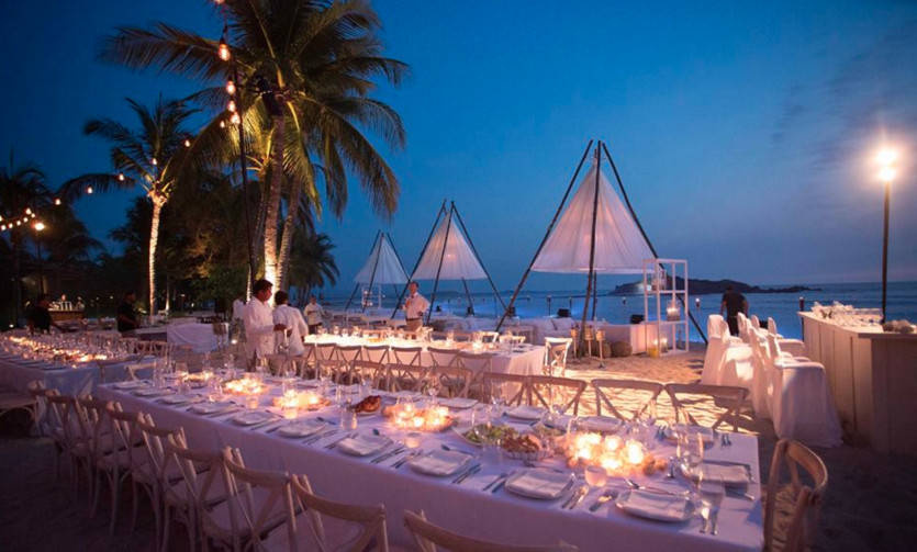 White Beach Party Ideas
 Pre wedding boho white party on the beach munal dining