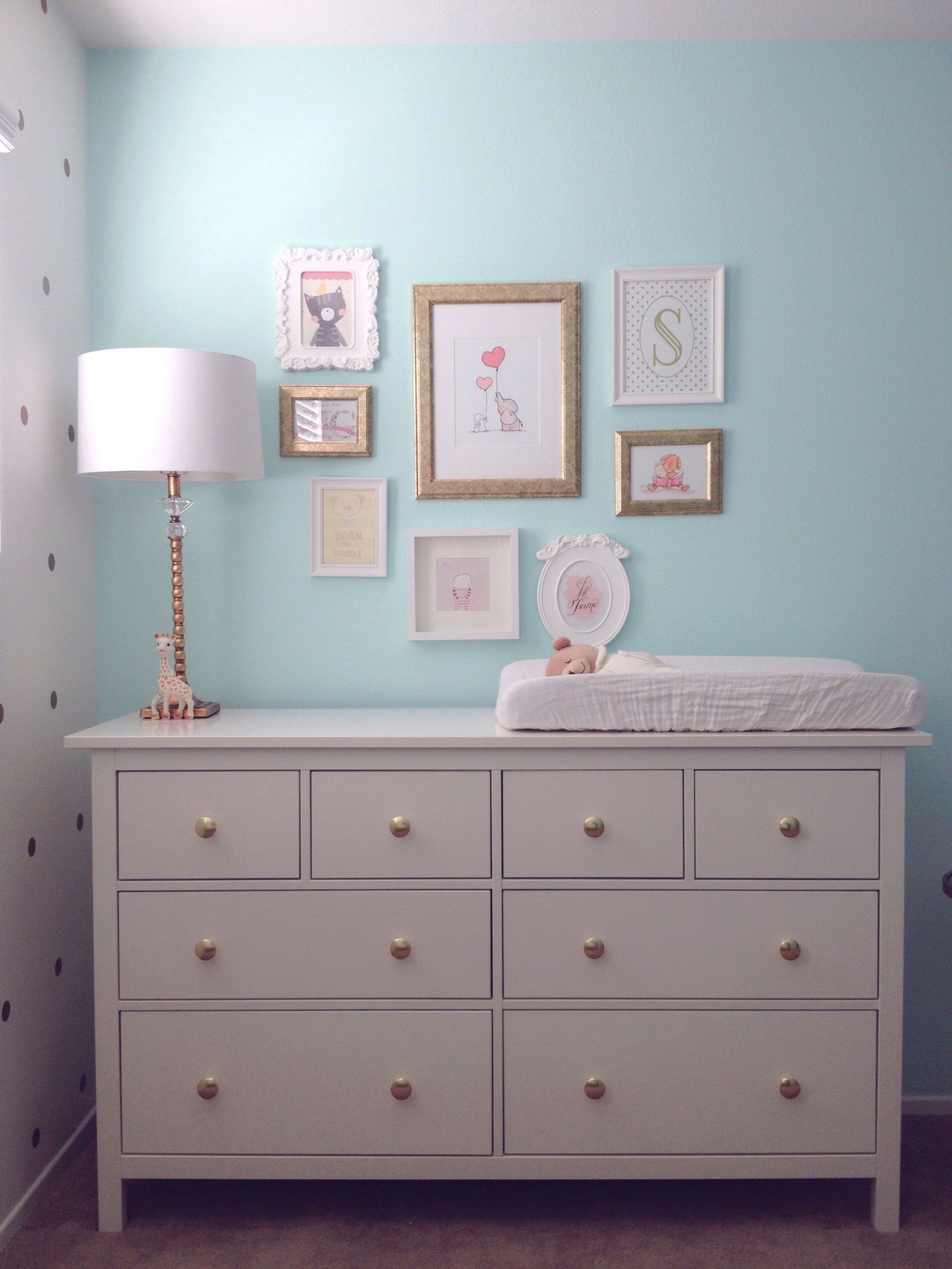 White Dressers For Baby Room
 Mint & gold nursery Frames from IKEA HEMNES dresser from