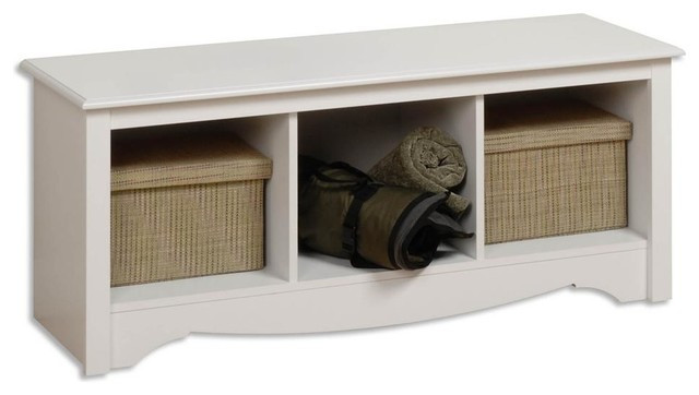 White Entryway Storage Benches
 Entryway Storage Bench With 3 Cubbies White