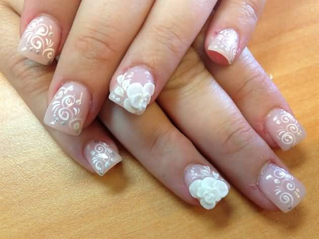 2. Elegant Pink and White Flower Nail Art - wide 5