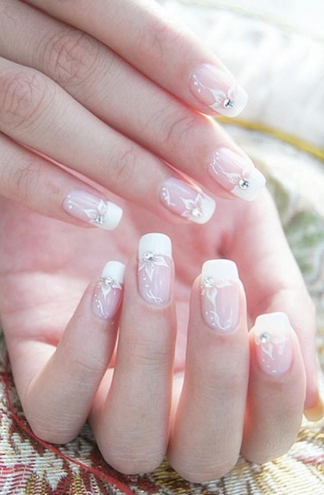 White French Nail Designs
 55 Cool Wedding Nail Art Design Ideas