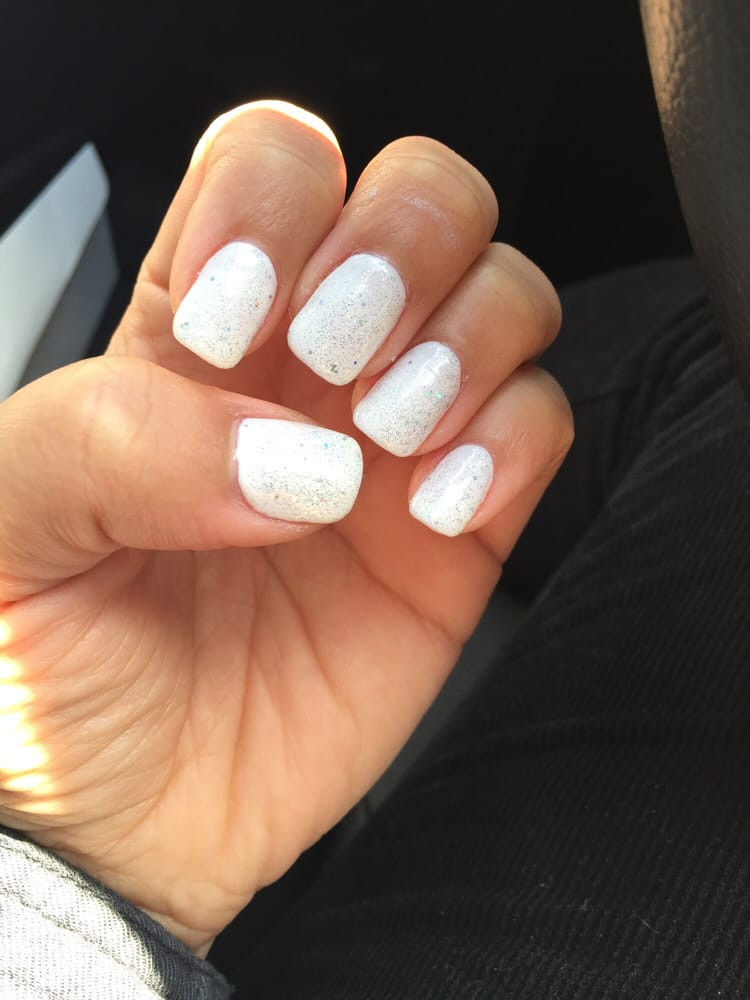 White Glitter Gel Nails
 So happy with my white glitter gel manicure Yelp