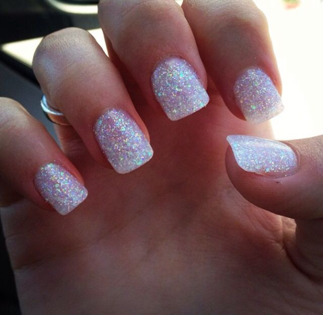 White Glitter Gel Nails
 Best 25 White glitter nails ideas on Pinterest