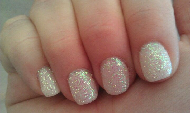 White Glitter Gel Nails
 White glitter gel nails Pretty nails