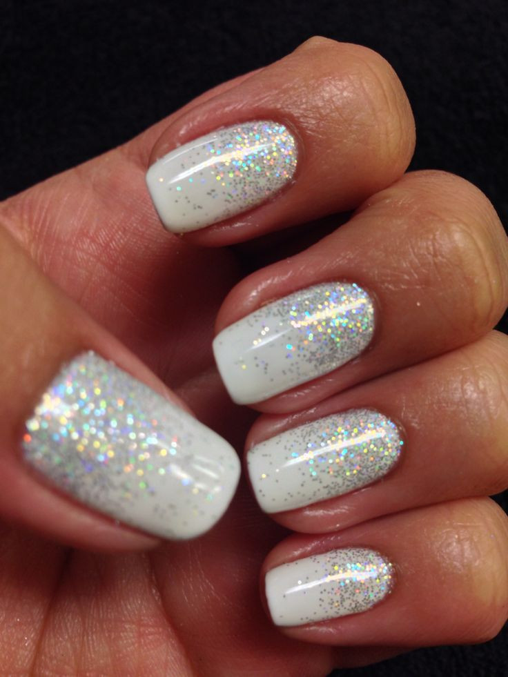 White Glitter Gel Nails
 The 25 best White gel nails ideas on Pinterest