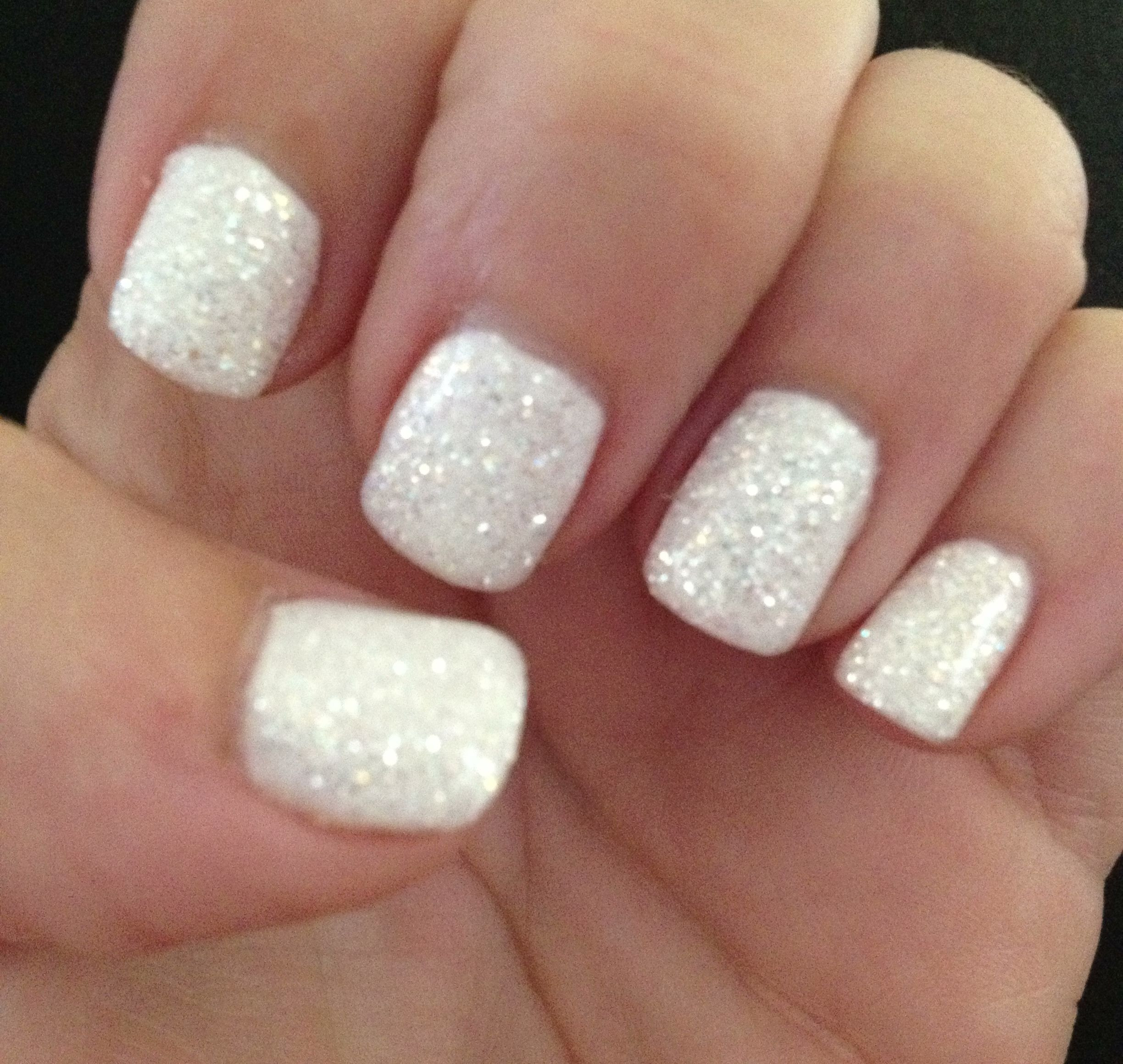 White Glitter Gel Nails
 White diamond gel nails I m about to some gel nails