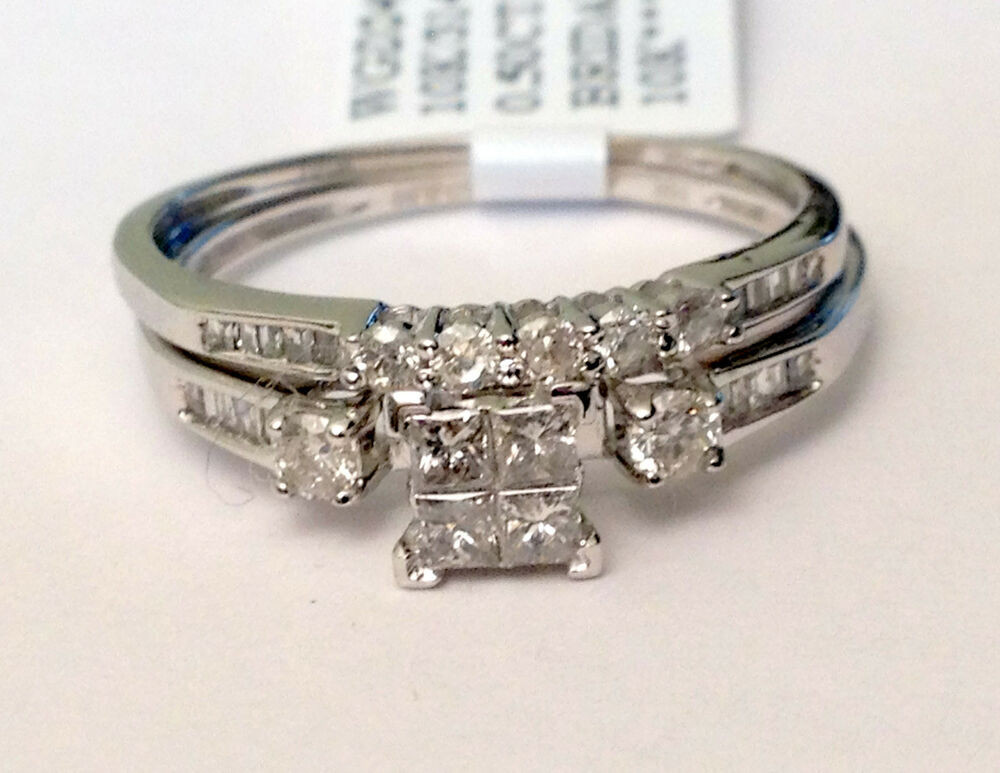White Gold Princess Cut Wedding Rings
 White Gold Quad Princess Cut Round Diamond Engagement