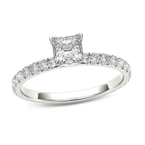 White Gold Princess Cut Wedding Rings
 1 CT T W Princess Cut Diamond Engagement Ring in 14K