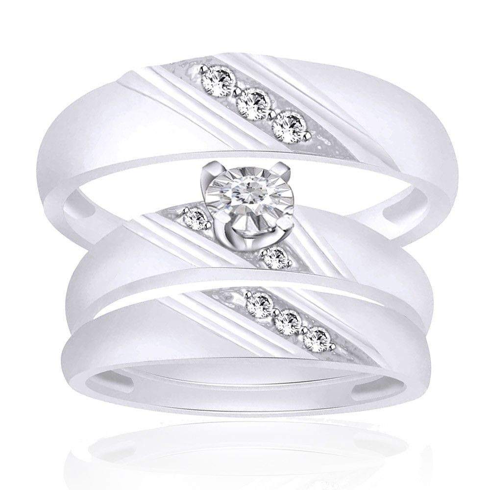 White Gold Wedding Ring Sets
 10K White Gold His And Hers Mens Womens Diamond Engagement