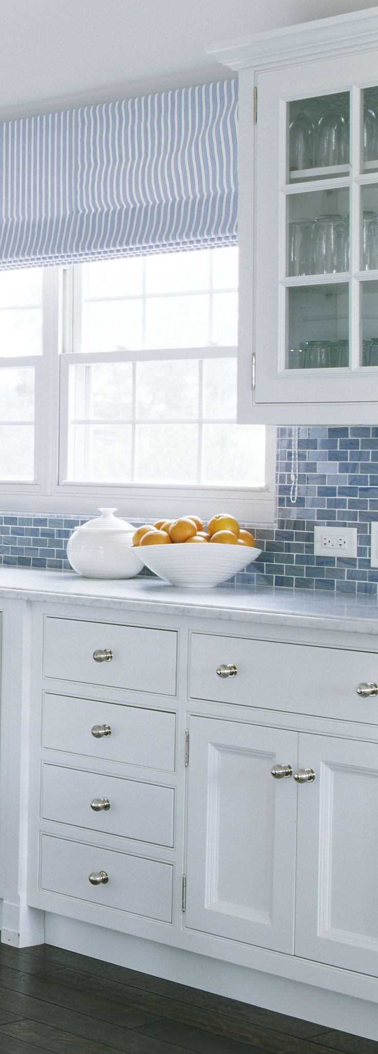 White Kitchen Tile Backsplash
 Coastal Kitchen Hardware Check