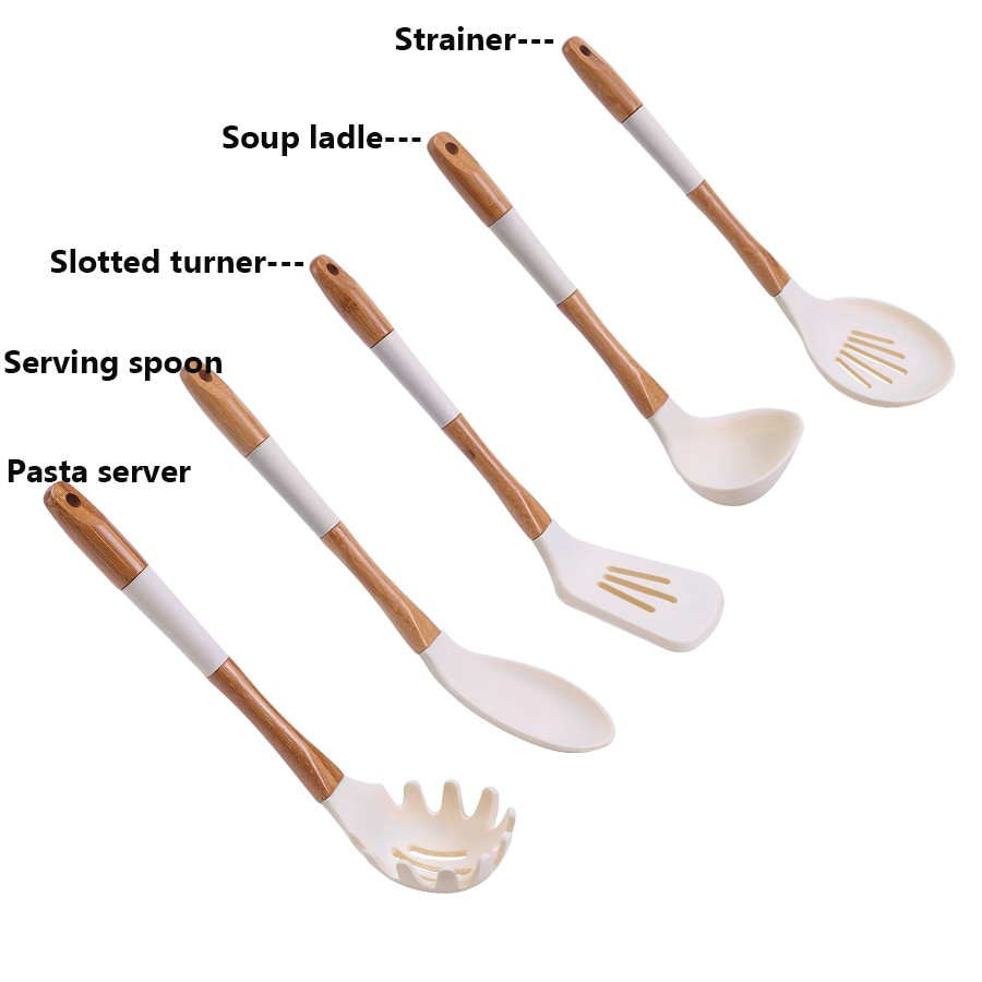 White Kitchen Utensils
 Ivory white silicone utensils Kitchen utensils Set Pack of