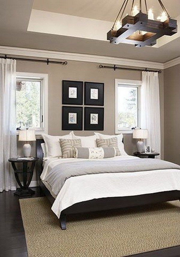 White Rustic Bedroom
 Clean and simple White gray and beige master bedroom