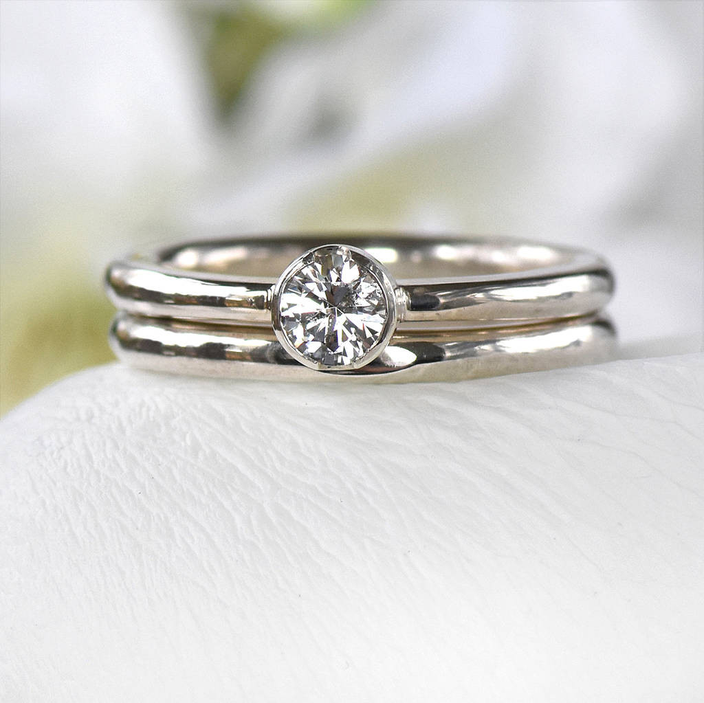 White Sapphire Wedding Ring Sets
 white sapphire engagement ring set by lilia nash jewellery