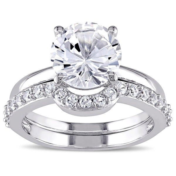 White Sapphire Wedding Ring Sets
 Shop Miadora 10k White Gold Created White Sapphire