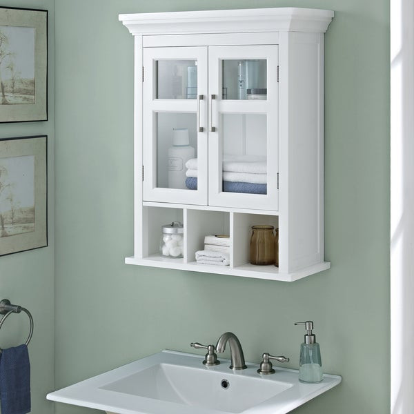 White Wall Cabinet For Bathroom
 WYNDENHALL Hayes Two Door Bathroom Wall Cabinet with