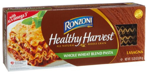 Whole Grain Lasagna Noodles
 Healthy Harvest Whole Wheat Lasagna Noodles from Ronzoni
