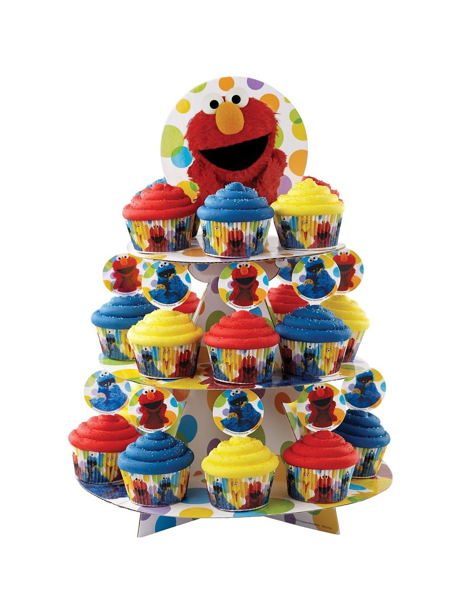 Wholesale Birthday Party Supplies
 Sesame Street Elmo Cupcake & Treat Stand Party