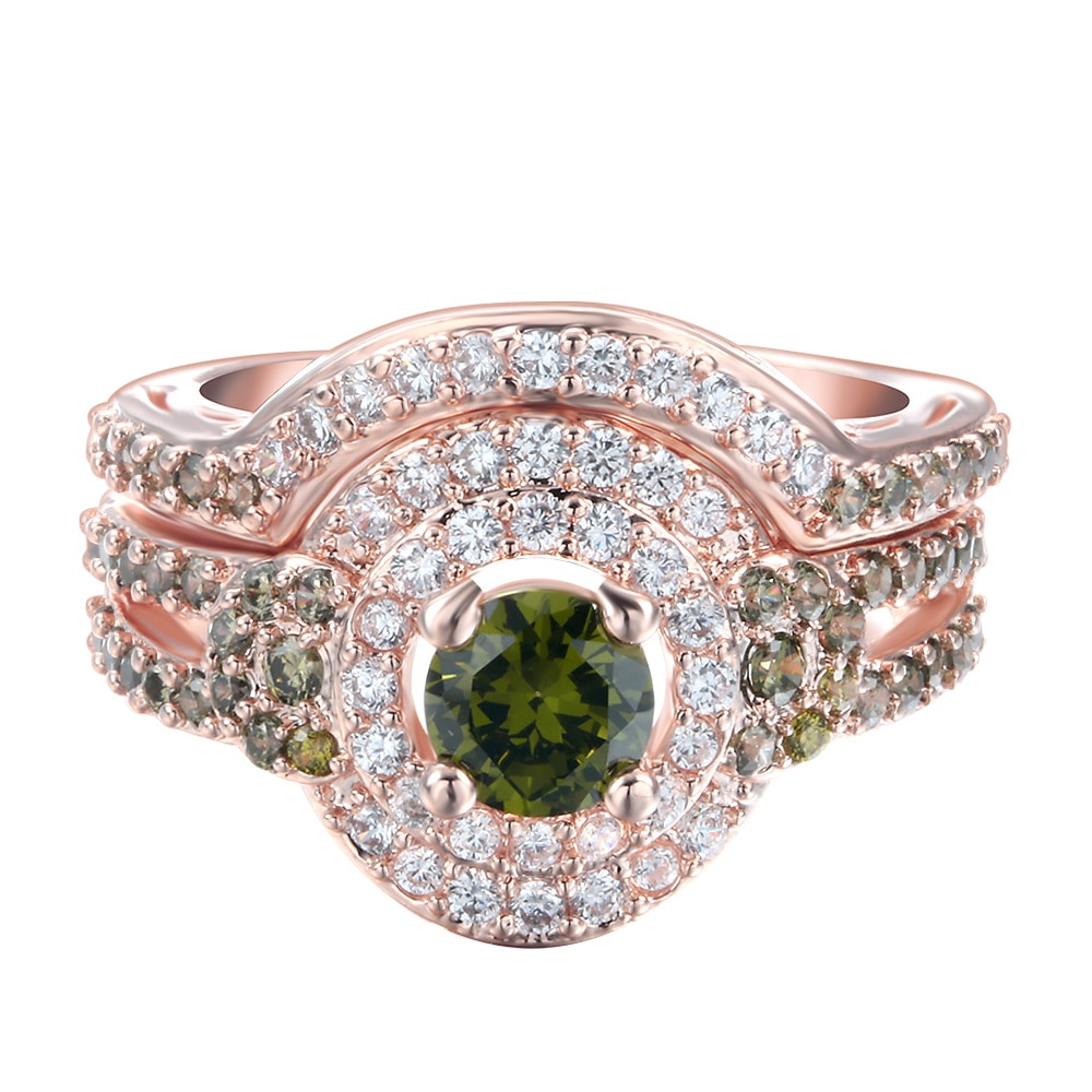 Wholesale Wedding Bands
 New product pave setting green zircon wholesale romantic