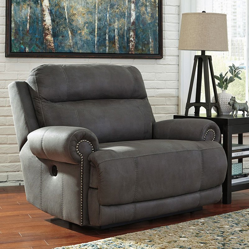 Wide Living Room Chair
 Austere Gray Zero Wall Wide Recliner Recliners and