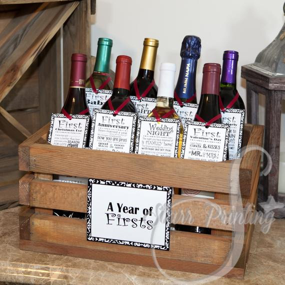 Wine Wedding Gift Ideas
 Bridal Shower Wine Crate Gift Set with 8 tags and shower card