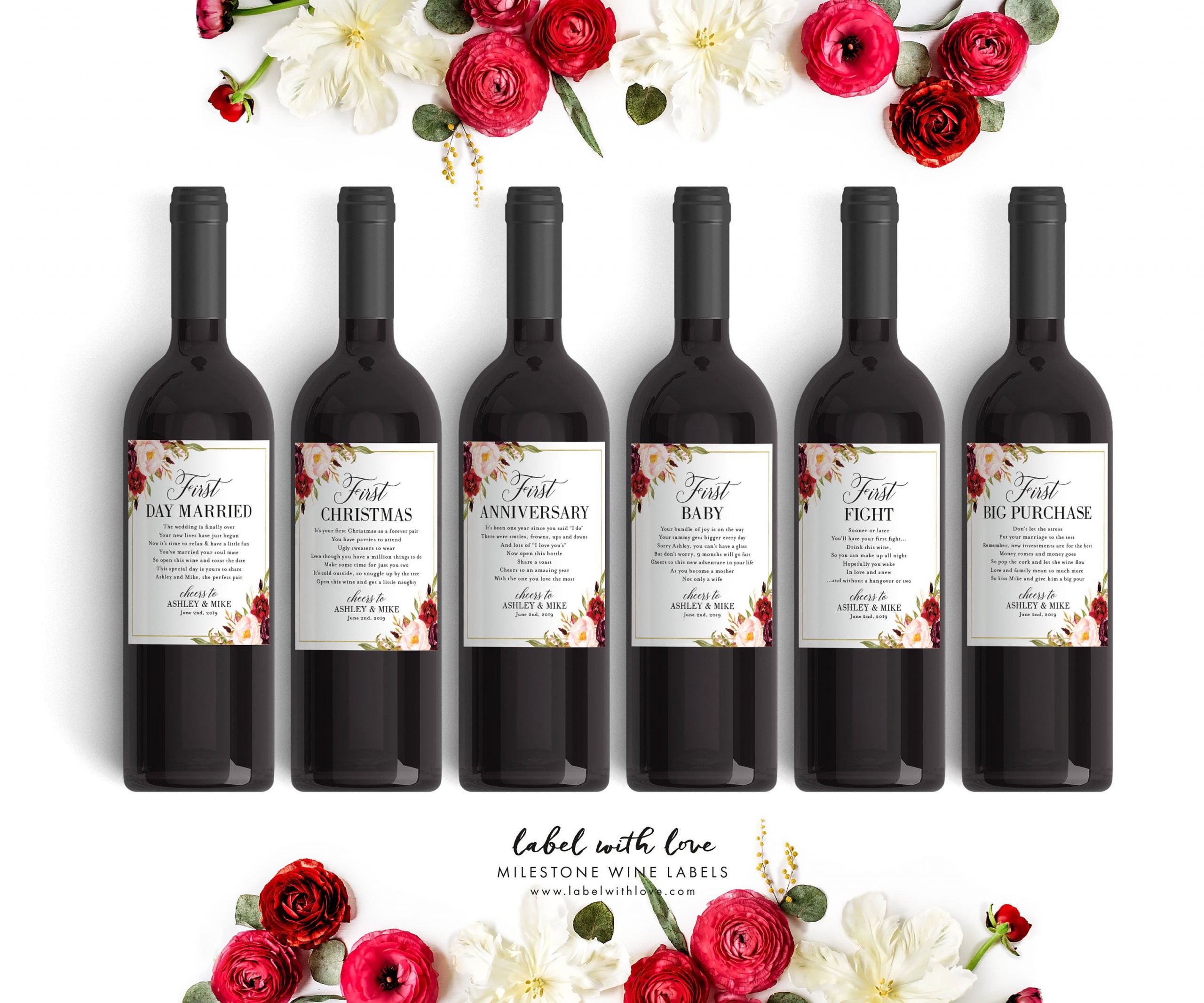 Wine Wedding Gift Ideas
 Fall Wedding Milestone Wine Labels Winter Wedding Gift Wine