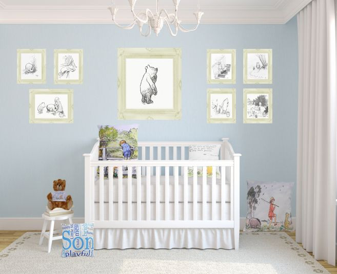 Winnie The Pooh Baby Decor
 Winnie the Pooh classic vintage Nursery with prints and