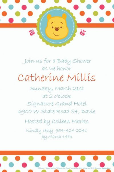 Winnie The Pooh Baby Shower Decorations Party City
 Custom Winnie the Pooh Baby Shower Invitations