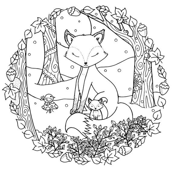 Winter Adult Coloring Pages
 ADULT COLORING PAGE Christmas Winter Woodland Cosy Foxes Adult