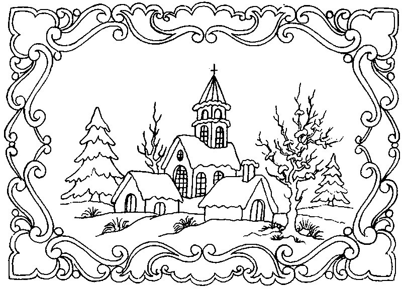 Winter Adult Coloring Pages
 Art Therapy coloring page Winter Winter Landscape 5
